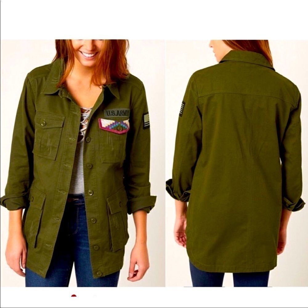Day Trip Army green womens size small button up shirt jacket military used s top